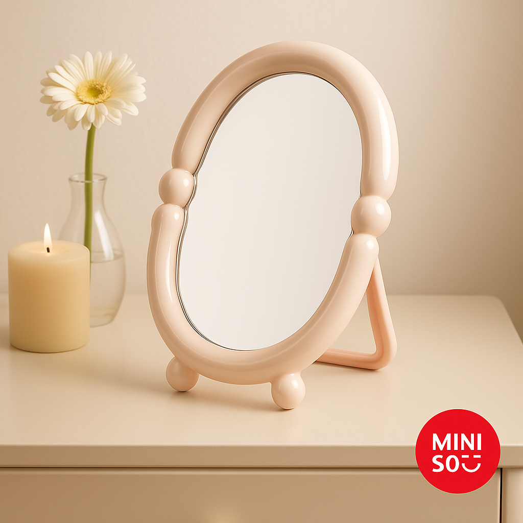Cream Style Makeup Mirror (Round)Miniso