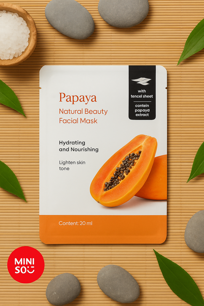 Miniso Natural Beauty Facial Mask(papaya) Pack Of 2