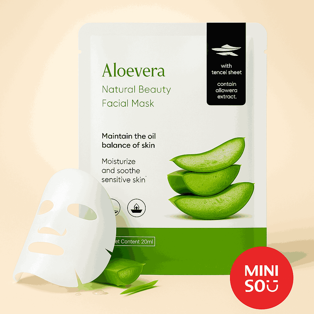 Miniso Natural Beauty Facial Mask(Aloevera)Pack Of 2