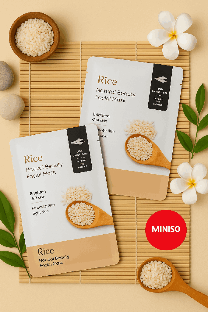 Miniso Natural Beauty Facial Mask(Rice)Pack Of 2