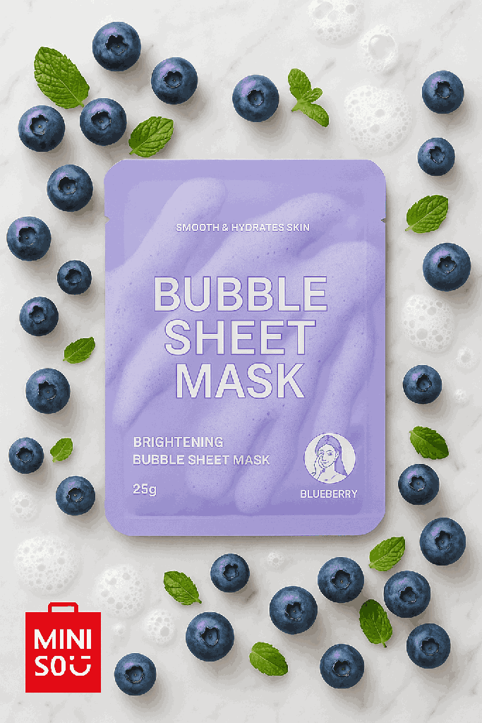 Miniso Brightening Bubble Sheet Mask (Blueberry)