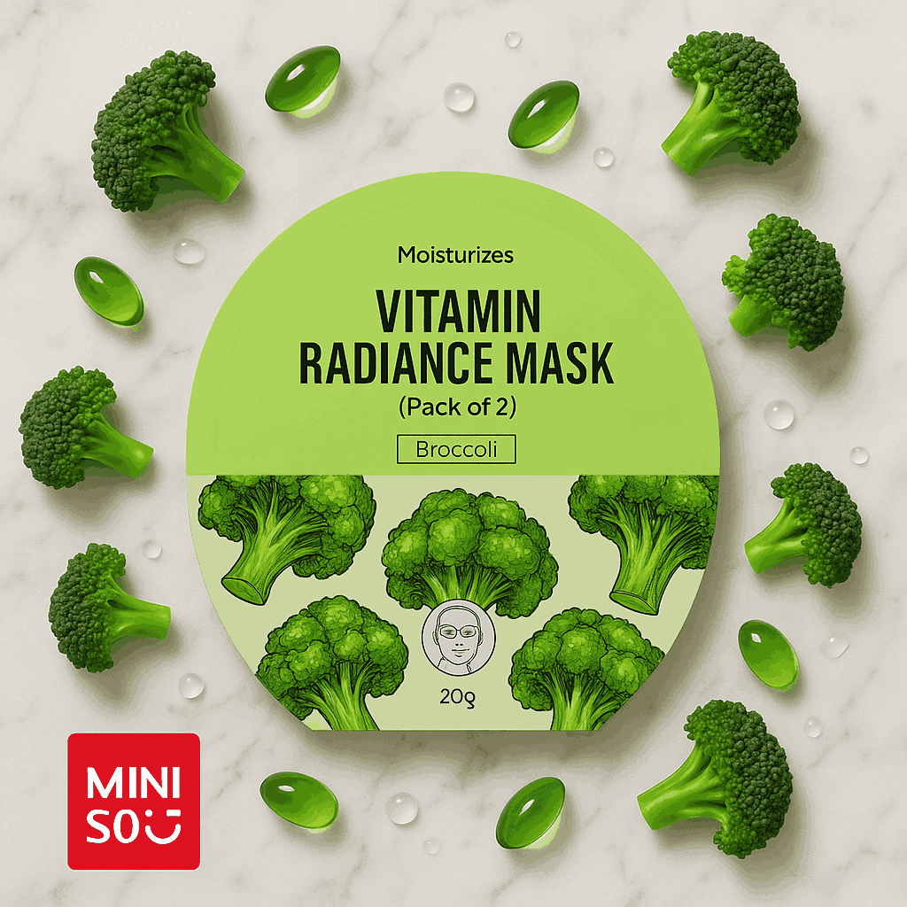 Miniso Vitamin Radiance Mask (Broccoli)Pack Of 2