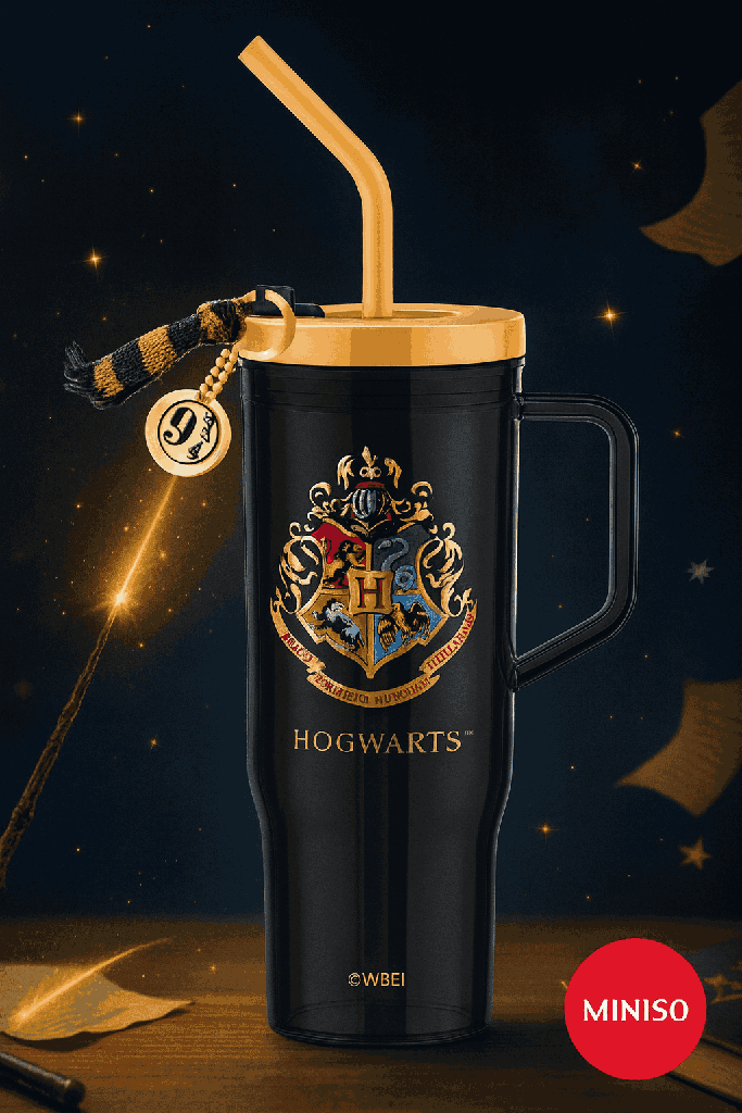 Harry Potter Plastic Tumbler With Straw(1250ML)(Black)
